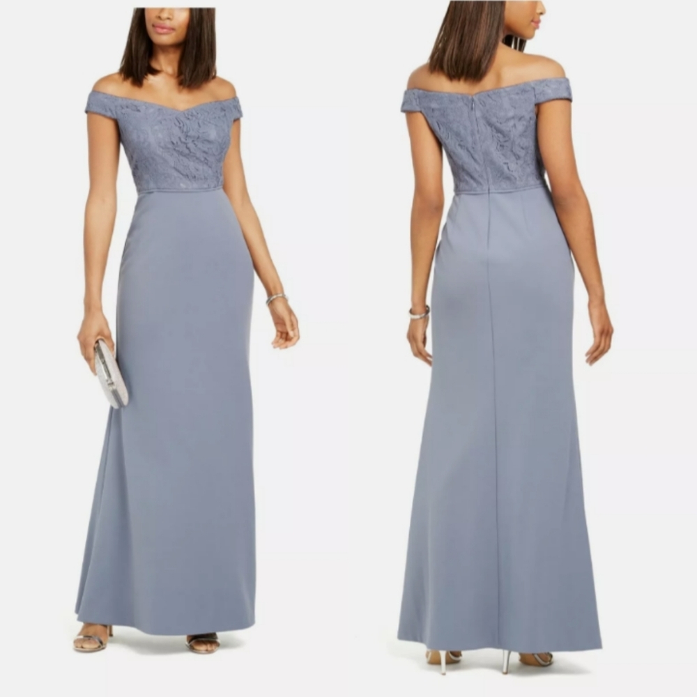 Adrianna Papell Off The Shoulder Lace Formal Evening Dress